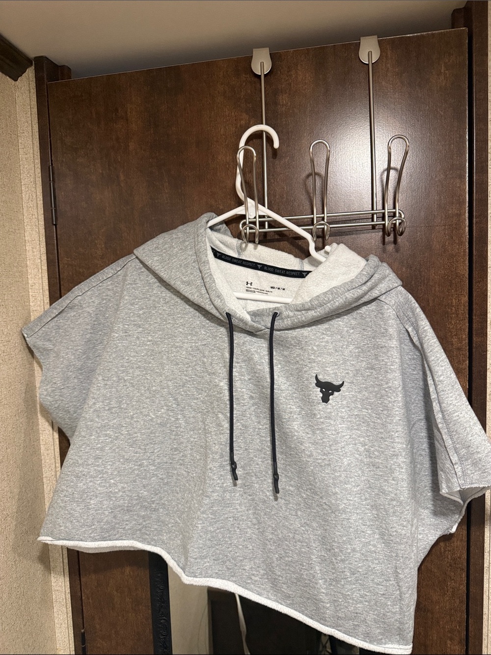 Under Armour Project Rock Cropped Hoodie - Gray with Black Accents